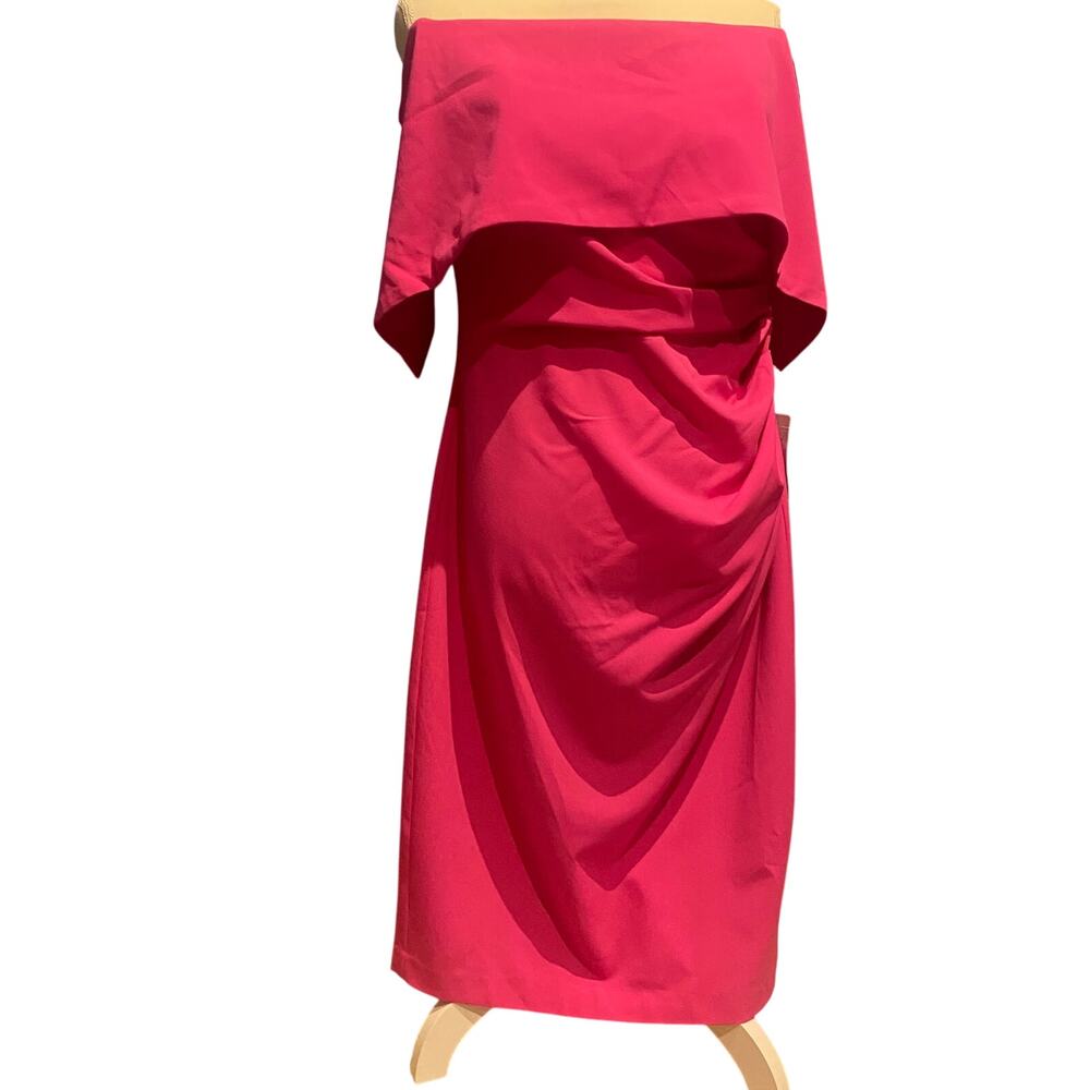 Vince Camuto NWT Size 14 Hot Pink Dress Strapless Gathered Waist Party Event